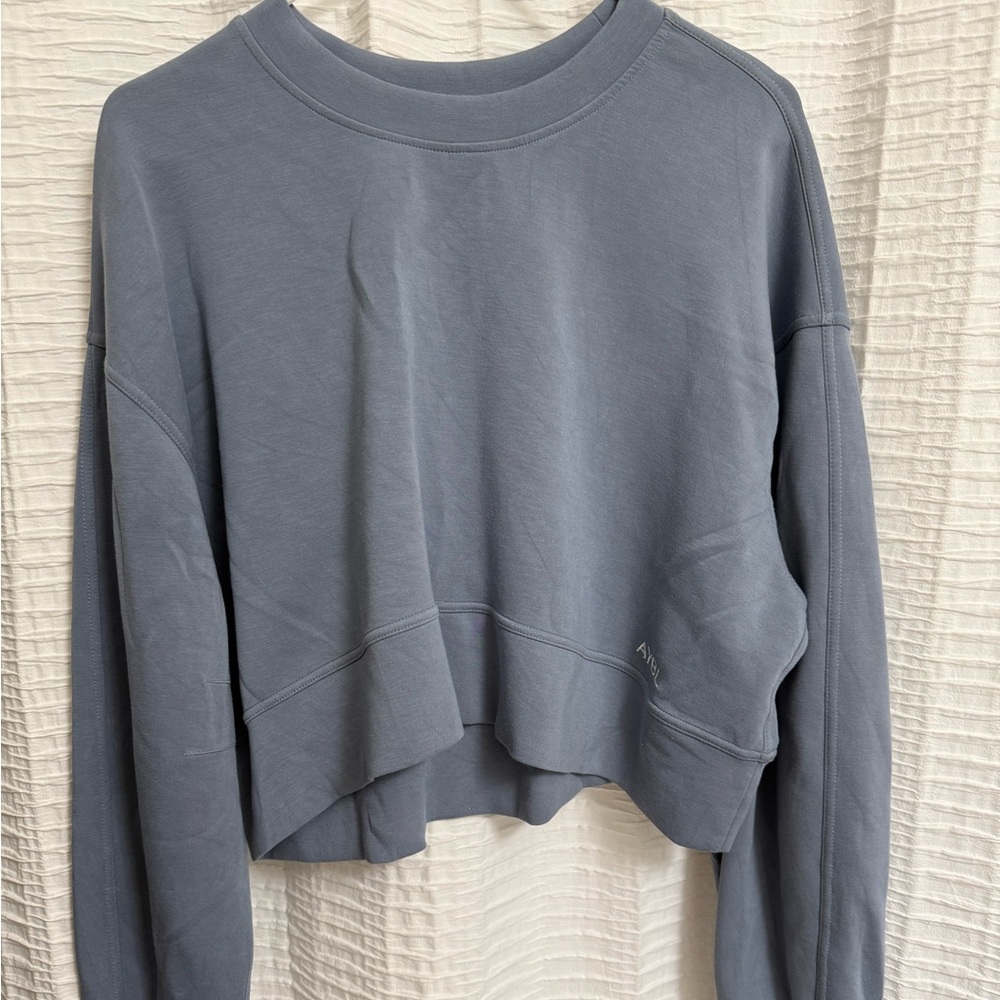 AYBL Dusty Blue Cropped Sweatshirt Hoodie